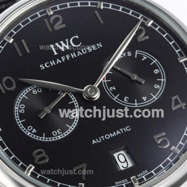 IWC Portuguese Working Power Reserve Automatic with Black Dial-Leather Strap