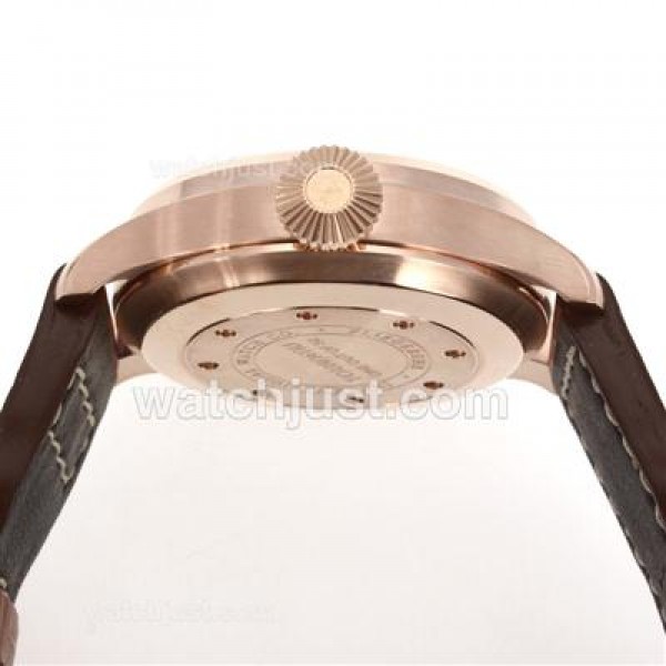 IWC Big Pilot Automatic Rose Gold Case with White Dial-Leather Strap
