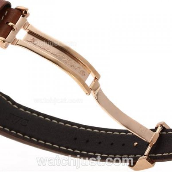 IWC Big Pilot Automatic Rose Gold Case with White Dial-Leather Strap