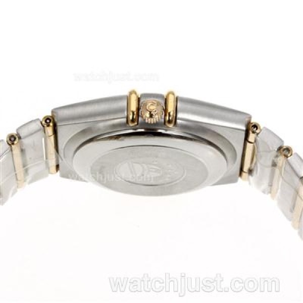 Omega Constellation Swiss ETA 2824 Movement Two Tone Diamond Markers and Bezel with White Dial-14K Wrapped Gold