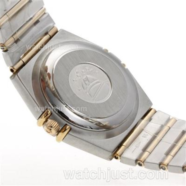 Omega Constellation Swiss ETA 2824 Movement Two Tone Diamond Markers and Bezel with White Dial-14K Wrapped Gold
