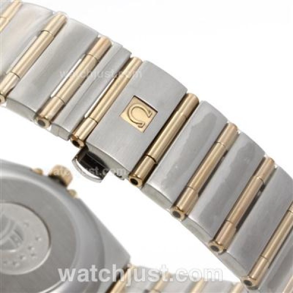 Omega Constellation Swiss ETA 2824 Movement Two Tone Diamond Markers and Bezel with White Dial-14K Wrapped Gold