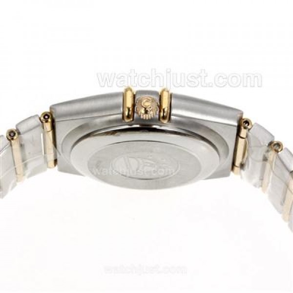 Omega Constellation Swiss ETA 2824 Movement Two Tone Diamond Bezel with Golden Dial-14K Wrapped Gold