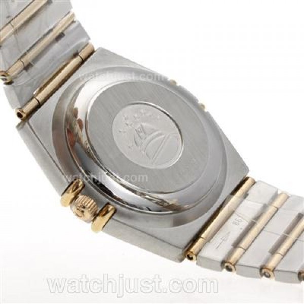 Omega Constellation Swiss ETA 2824 Movement Two Tone Diamond Bezel with Golden Dial-14K Wrapped Gold