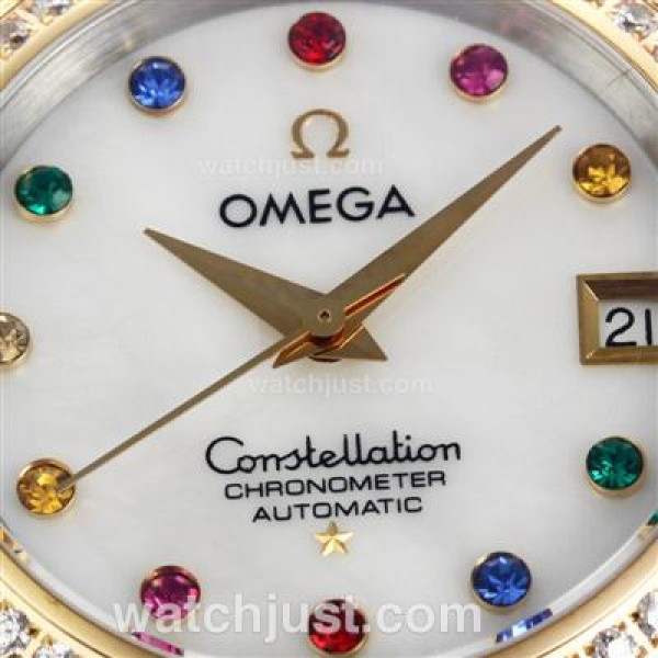Omega Constellation Swiss ETA 2824 Movement Two Tone Diamond Markers and Bezel with MOP Dial-14K Wrapped Gold