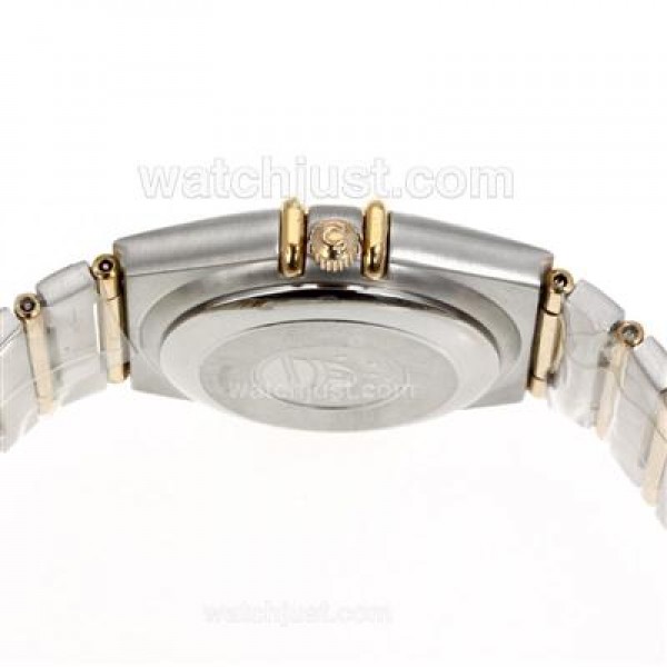 Omega Constellation Swiss ETA 2824 Movement Two Tone Diamond Markers and Bezel with Golden Dial-14K Wrapped Gold
