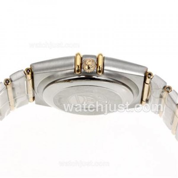 Omega Constellation Swiss ETA 2824 Movement Two Tone Diamond Bezel with White Dial-14K Wrapped Gold