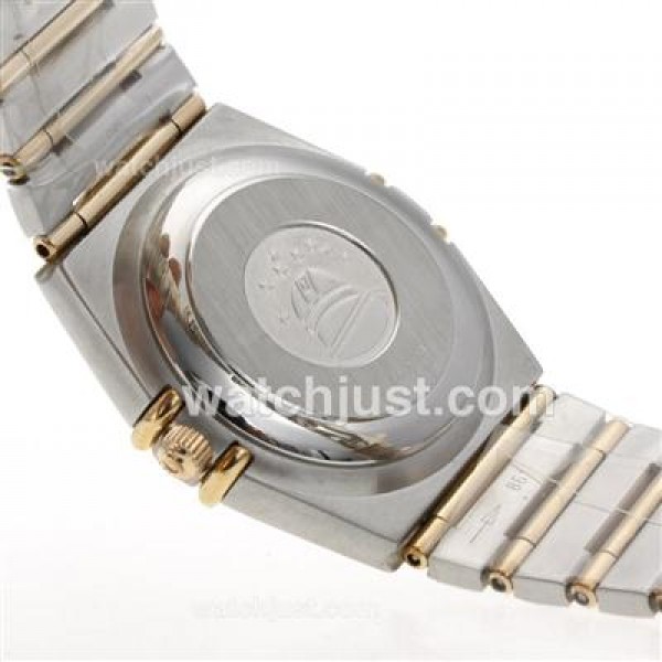 Omega Constellation Swiss ETA 2824 Movement Two Tone Diamond Bezel with White Dial-14K Wrapped Gold
