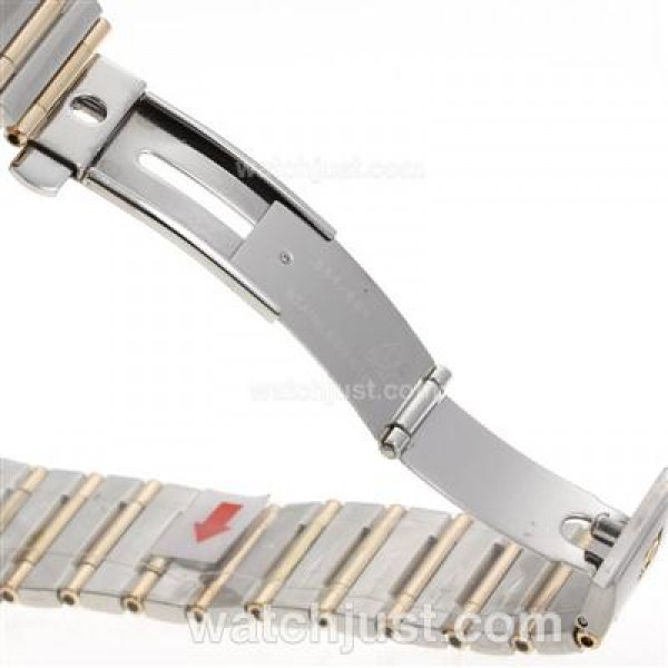 Omega Constellation Swiss ETA 2824 Movement Two Tone Diamond Bezel with White Dial-14K Wrapped Gold