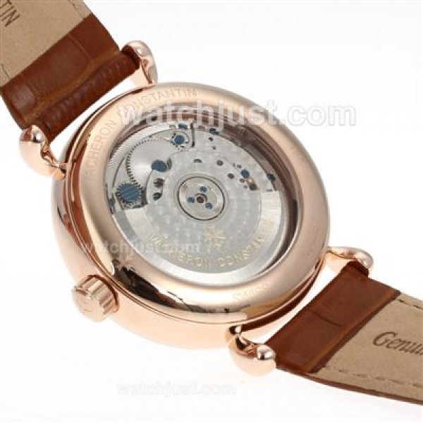 Vacheron Constantin Malte Tourbillon Automatic Rose Gold Case with Beige Dial-Leather Strap