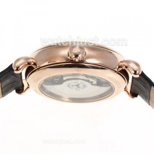 Vacheron Constantin Malte Tourbillon Automatic Rose Gold Case with Black Dial-Leather Strap