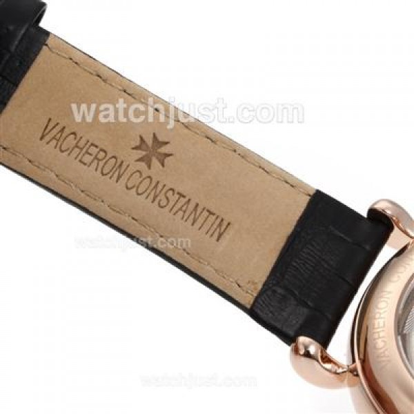 Vacheron Constantin Malte Tourbillon Automatic Rose Gold Case with Black Dial-Leather Strap
