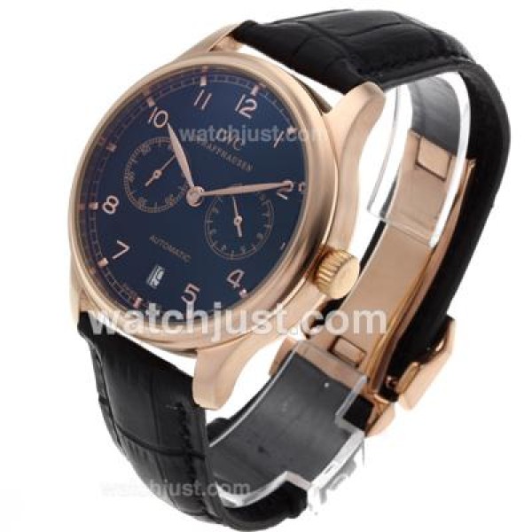 IWC Portuguese Working Power Reserve Automatic Rose Gold Case with Black Dial-Leather Strap