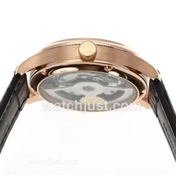 IWC Portuguese Working Power Reserve Automatic Rose Gold Case with Black Dial-Leather Strap