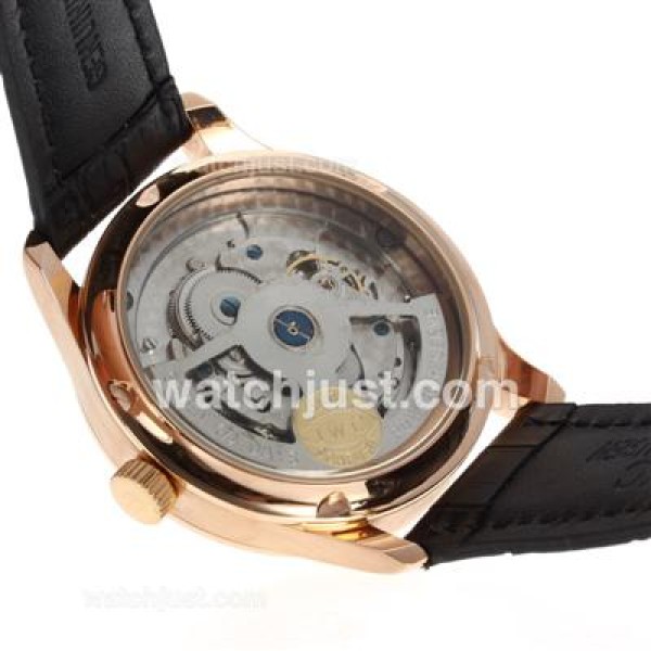 IWC Portuguese Working Power Reserve Automatic Rose Gold Case with Black Dial-Leather Strap