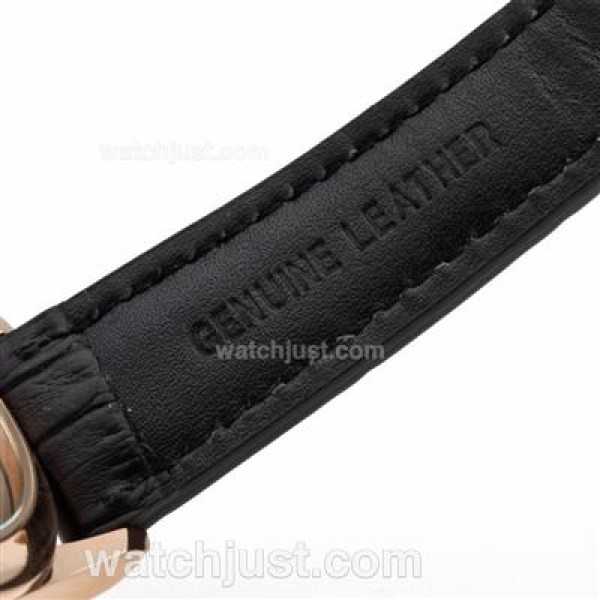 IWC Portuguese Working Power Reserve Automatic Rose Gold Case with Black Dial-Leather Strap