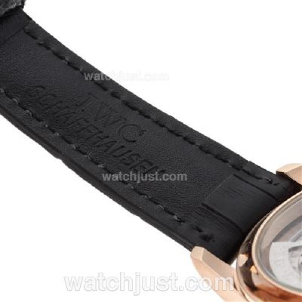 IWC Portuguese Working Power Reserve Automatic Rose Gold Case with Black Dial-Leather Strap