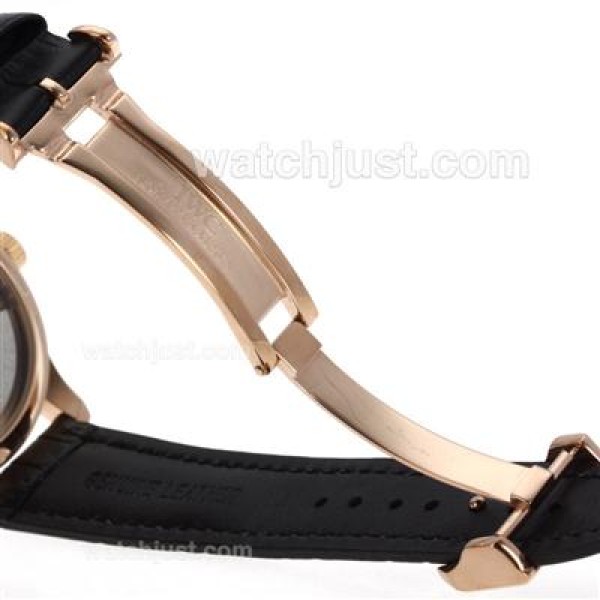 IWC Portuguese Working Power Reserve Automatic Rose Gold Case with Black Dial-Leather Strap