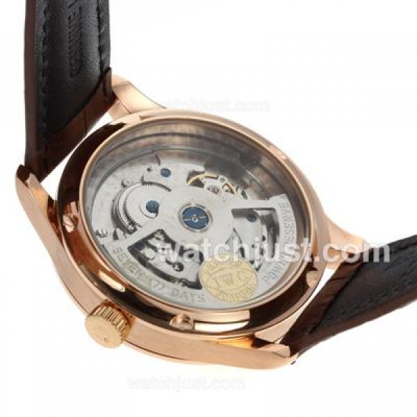 IWC Portuguese Working Power Reserve Automatic Rose Gold Case with White Dial-Leather Strap