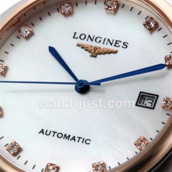 Longines PrimaLuna Automatic Two Tone Diamond Markers with MOP Dial-18K Plated Gold Movement