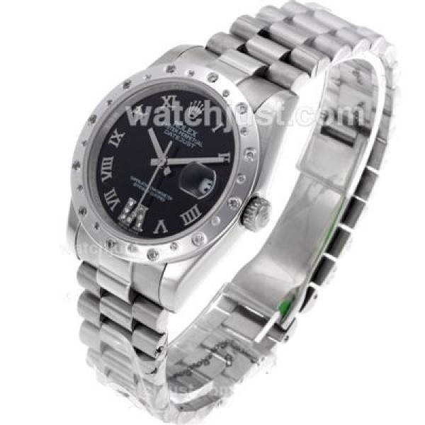 Rolex Datejust Automatic Roman Markers with Black Dial S/S-Sapphire Glass