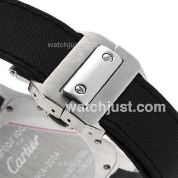 Cartier Santos 100 Working Chronograph with Black Dial-Nylon Strap
