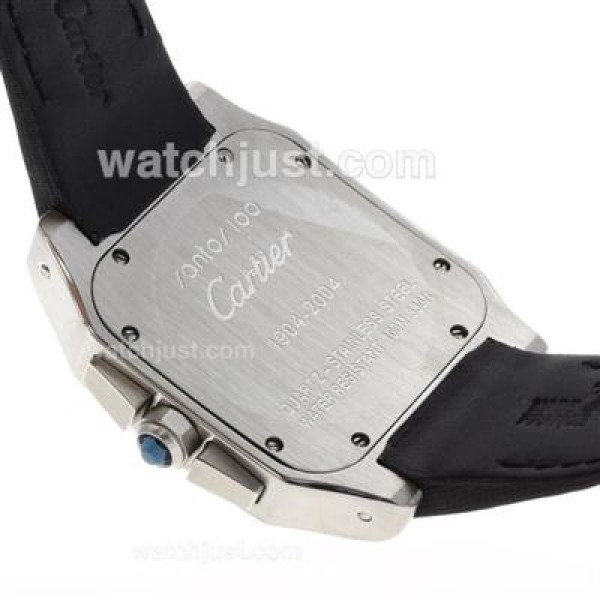 Cartier Santos 100 Working Chronograph with Black Dial-Nylon Strap