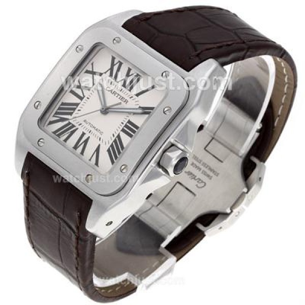 High Quality Cartier Santos 100 Fake Watches With White Dials For Women