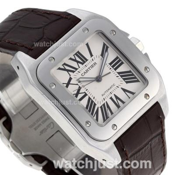 High Quality Cartier Santos 100 Fake Watches With White Dials For Women