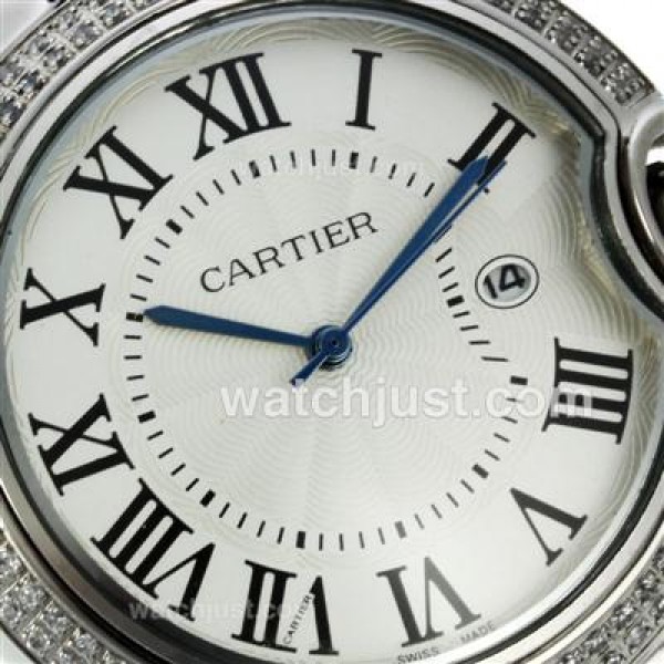 Cartier Ballon bleu de Cartier Diamond Bezel with Black Leather Strap-Couple Watch