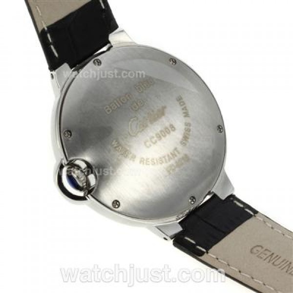 Cartier Ballon bleu de Cartier Diamond Bezel with Black Leather Strap-Couple Watch
