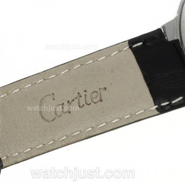 Cartier Ballon bleu de Cartier Diamond Bezel with Black Leather Strap-Couple Watch