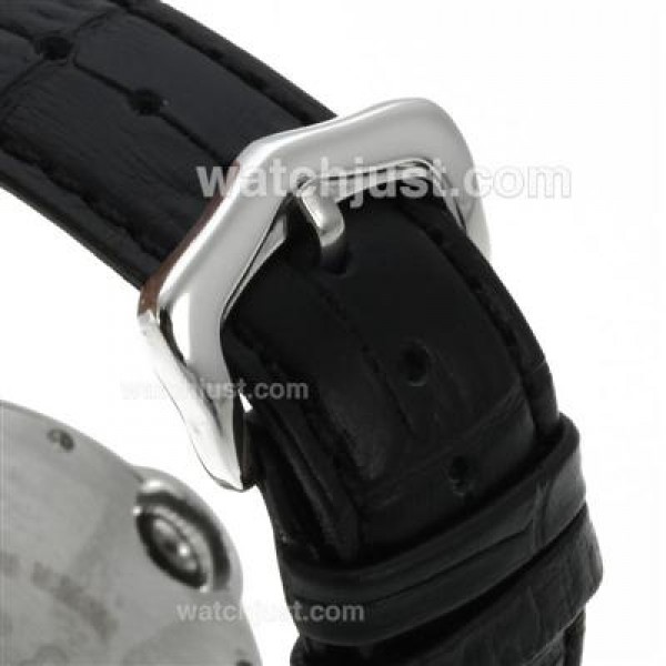 Cartier Ballon bleu de Cartier Diamond Bezel with Black Leather Strap-Couple Watch