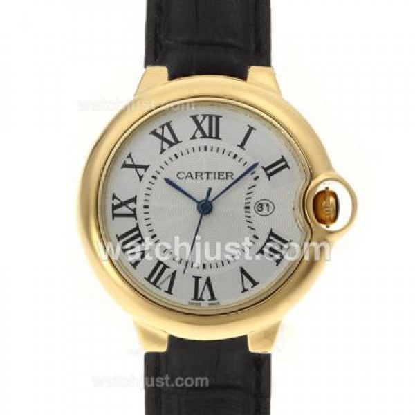 Cartier Ballon bleu de Cartier Gold Case with Black Leather Strap-Couple Watch
