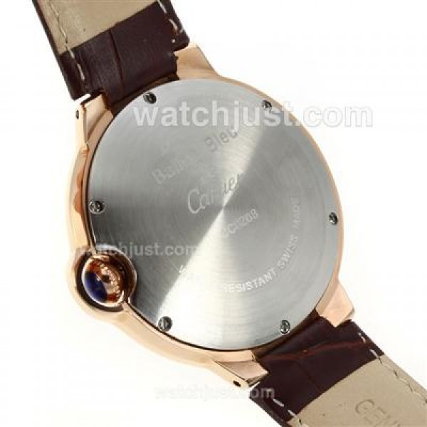 Cartier Ballon bleu de Cartier Rose Gold Case with Brown Leather Strap-Couple Watch