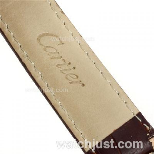 Cartier Ballon bleu de Cartier Rose Gold Case with Brown Leather Strap-Couple Watch
