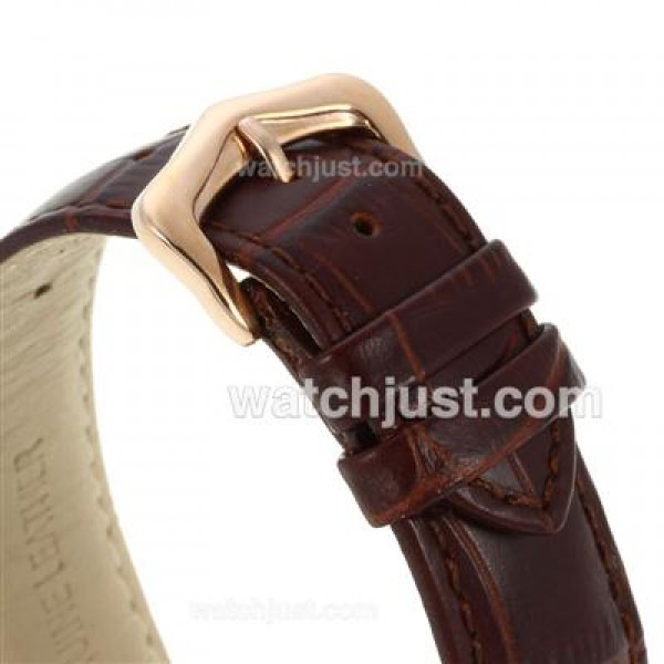 Cartier Ballon bleu de Cartier Rose Gold Case with Brown Leather Strap-Couple Watch
