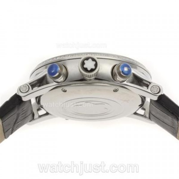 Montblanc Time Walker Working Chronograph Diamond Bezel with White Dial-Leather Strap