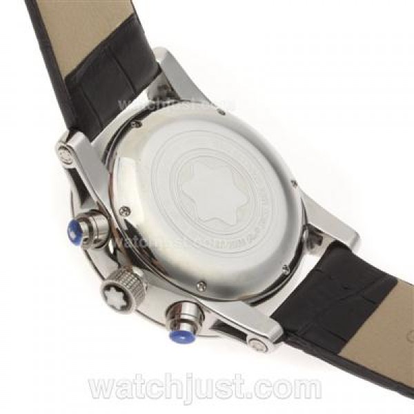 Montblanc Time Walker Working Chronograph Diamond Bezel with White Dial-Leather Strap