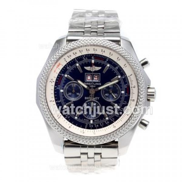 Breitling Bentley 6.75 Big Date Chronograph Swiss Valjoux 7750 Movement with Blue Dial S/S