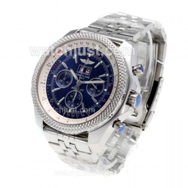Breitling Bentley 6.75 Big Date Chronograph Swiss Valjoux 7750 Movement with Blue Dial S/S