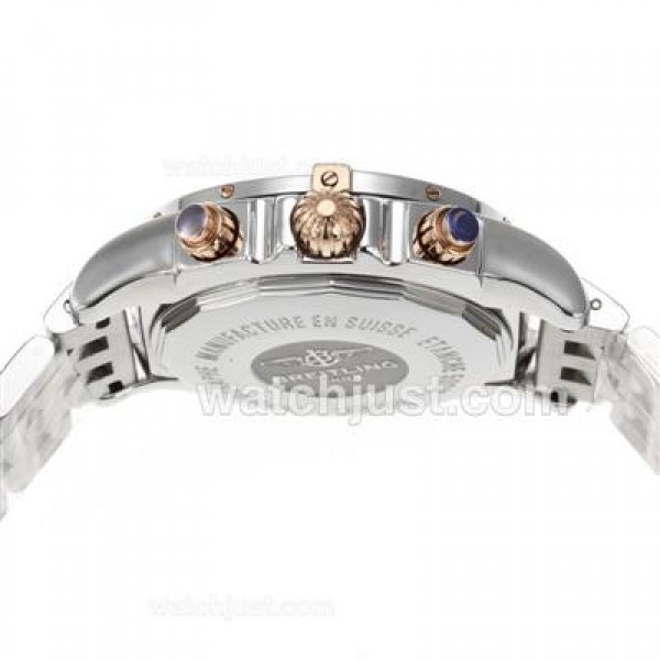 Breitling Chronomat B01 Chronograph Swiss Valjoux 7750 Movement Two Tone Case with Blue Dial
