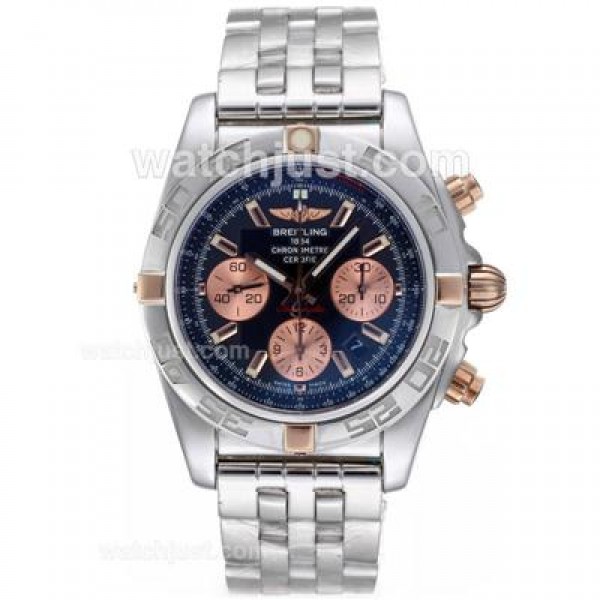 Breitling Chronomat B01 Chronograph Swiss Valjoux 7750 Movement Two Tone Case with Black Dial