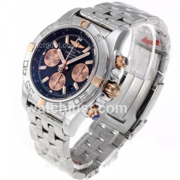 Breitling Chronomat B01 Chronograph Swiss Valjoux 7750 Movement Two Tone Case with Black Dial