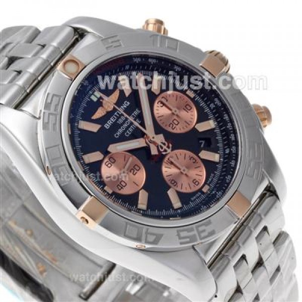 Breitling Chronomat B01 Chronograph Swiss Valjoux 7750 Movement Two Tone Case with Black Dial