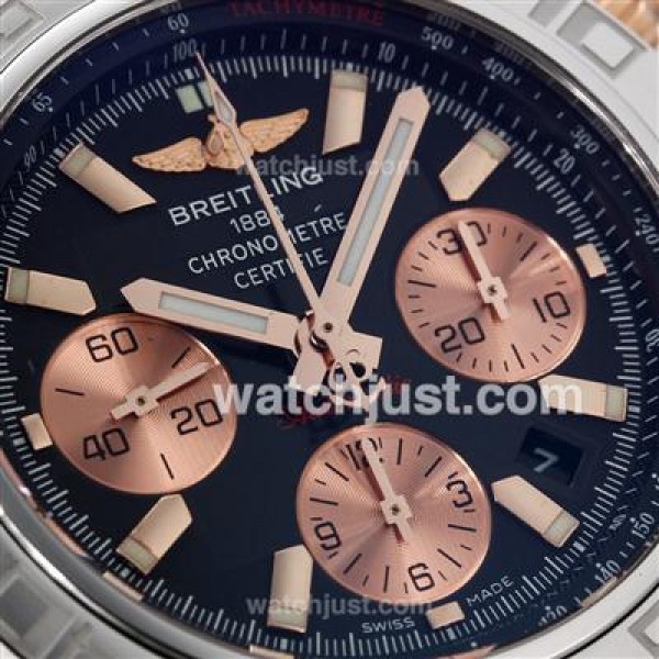 Breitling Chronomat B01 Chronograph Swiss Valjoux 7750 Movement Two Tone Case with Black Dial
