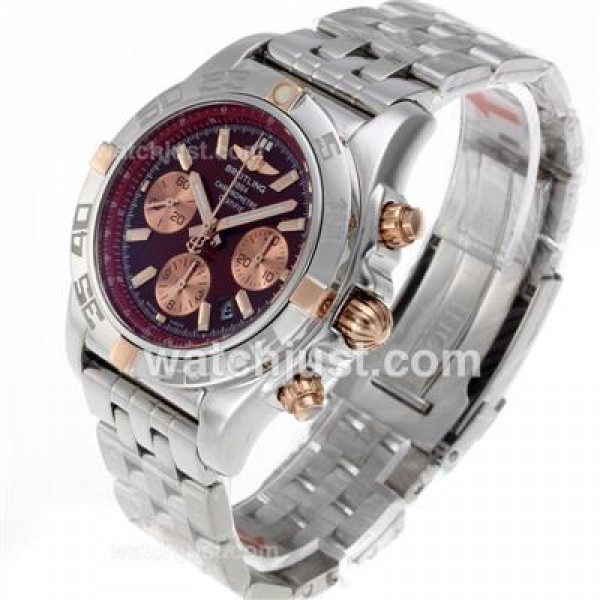 Breitling Chronomat B01 Chronograph Swiss Valjoux 7750 Movement Two Tone Case with Red Dial