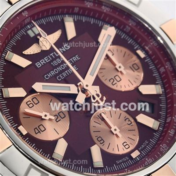 Breitling Chronomat B01 Chronograph Swiss Valjoux 7750 Movement Two Tone Case with Red Dial