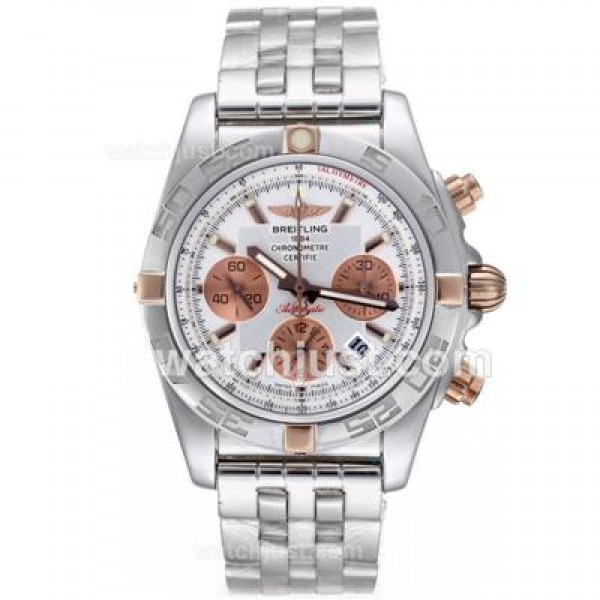 Breitling Chronomat B01 Chronograph Swiss Valjoux 7750 Movement Two Tone Case with White Dial