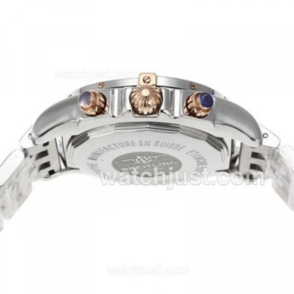 Breitling Chronomat B01 Chronograph Swiss Valjoux 7750 Movement Two Tone Case with Blue Dial